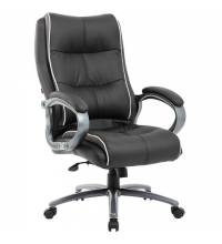 Кресло офисное  PREMIUM "Strong HD-009", НАГРУЗКА до 200 кг, экокожа черная, ткань серая