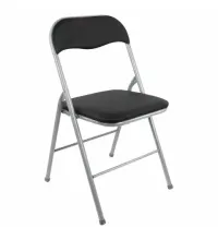 Стул складной  "Golf CF-007", серебристый каркас, кож.зам чёрный, 532891